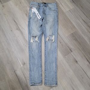 Purple Jeans Light Blue Distressed Skinny Jeans